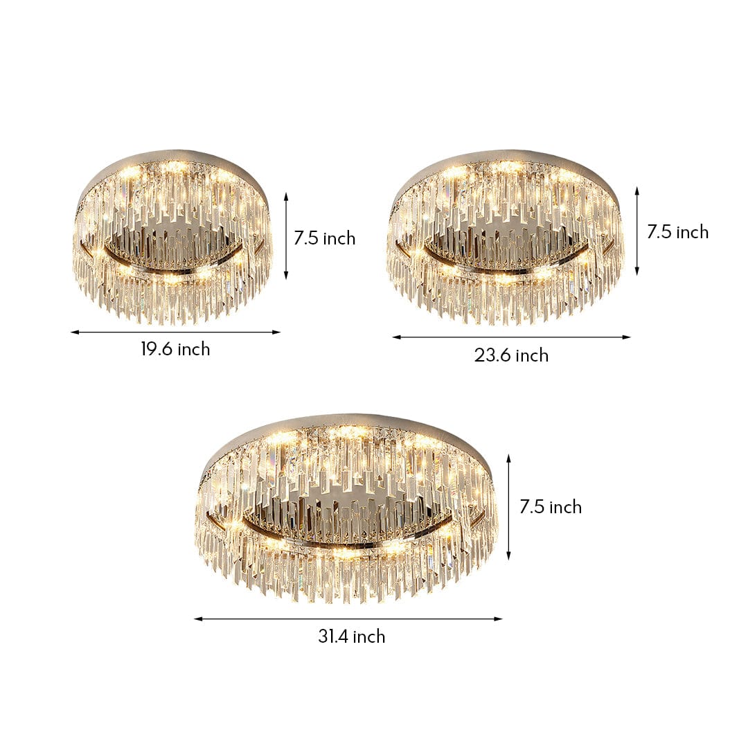 K9 Crystal Multi-Head Flush Mount Silver Three Sizes High CRI E14 | NordaLight