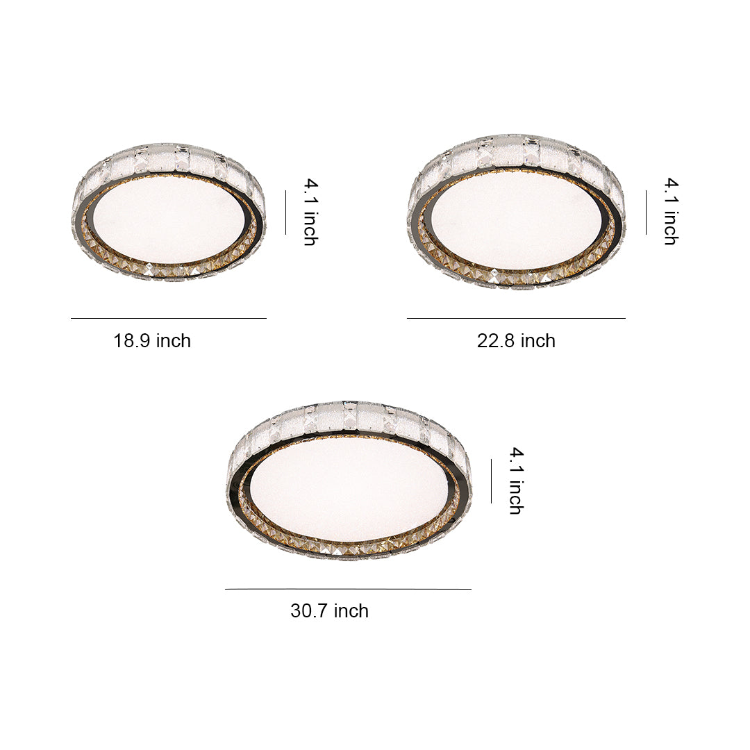 Sparkling Crystal Halo Flush Mount Chrome Round Three Sizes