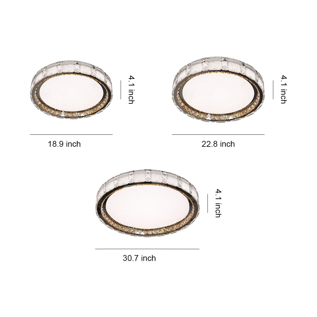 Sparkling Crystal Halo Flush Mount Chrome Round Three Sizes | NordaLight