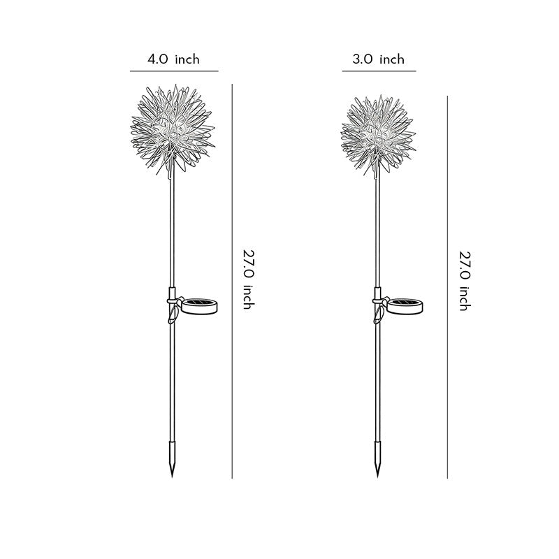 Dandelion Landscape Light Solar LED Aluminum Copper Stainless Steel 3000K Warm White IP65 4'' or 6'' Garden Lawn Yard