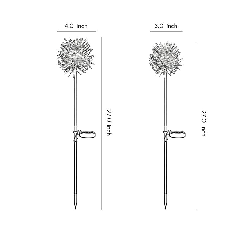 Dandelion Landscape Light Solar LED Aluminum Copper Stainless Steel 3000K Warm White IP65 4'' or 6'' Garden Lawn Yard | NordaLight
