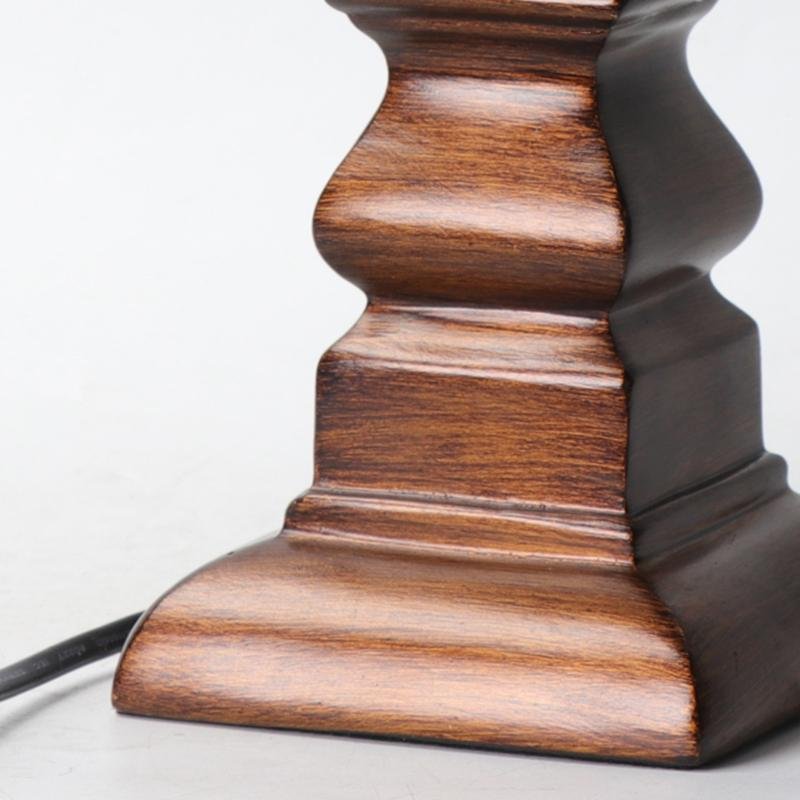Antique Rustic Tower Resin Table Lamp Striped Linen Drum Shade E26 E27 Two Sizes