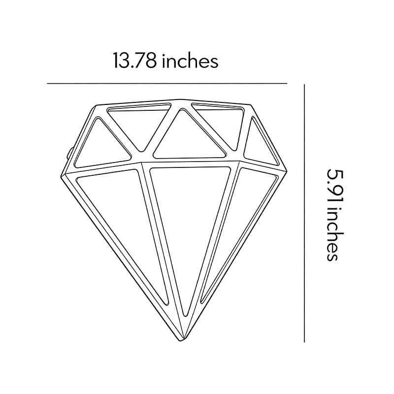 Modern LED Outdoor Wall Sconce Diamond Shape Aluminum Acrylic IP54 18W 3200K Black 13 Inch