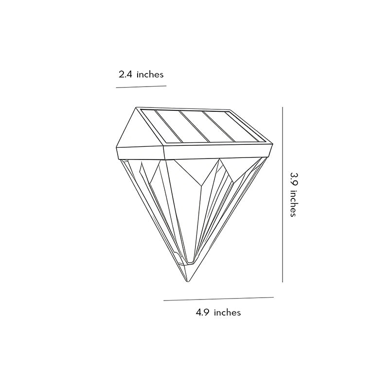 Diamond Solar LED Outdoor Wall Sconce Waterproof Black ABS 3000K Fence Garden