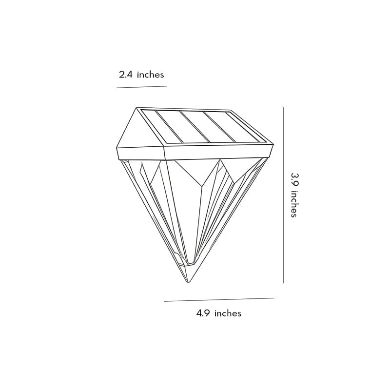 Diamond Solar LED Outdoor Wall Sconce Waterproof Black ABS 3000K Fence Garden | NordaLight