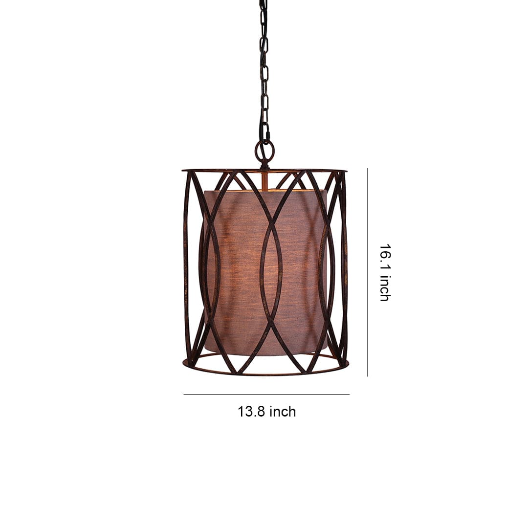 Black Industrial Pendant Light Caged Cast Iron Linen Fabric Shade E12 Kitchen Island Dining Room 14 Inch | NordaLight