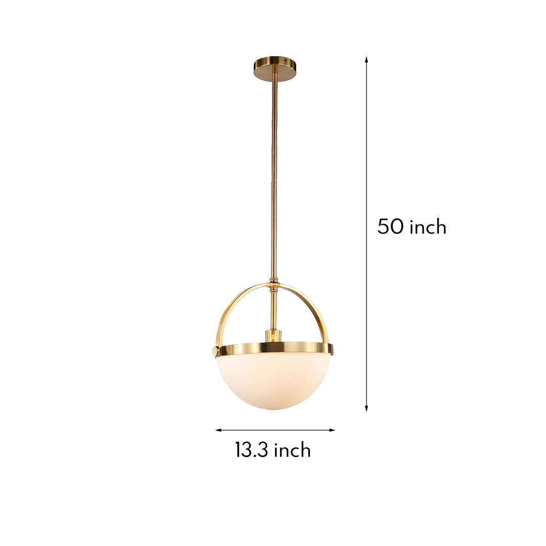 Gold White Pendant Light American Vintage Frosted Glass Globe Gold Copper E26 Dining Room Kitchen Island 13 Inch