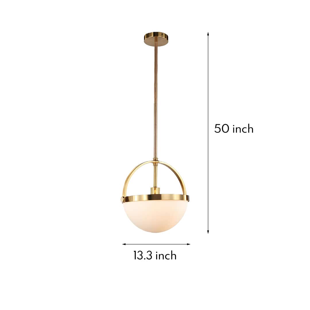 Gold White Pendant Light American Vintage Frosted Glass Globe Gold Copper E26 Dining Room Kitchen Island 13 Inch | NordaLight