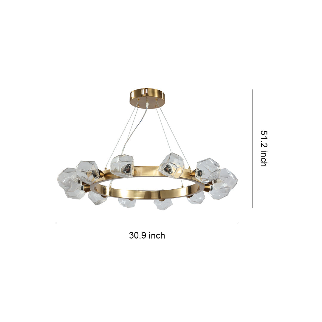 Modern Gold Round Chandelier Brass Ring Ceiling Light Dining Room Living Room