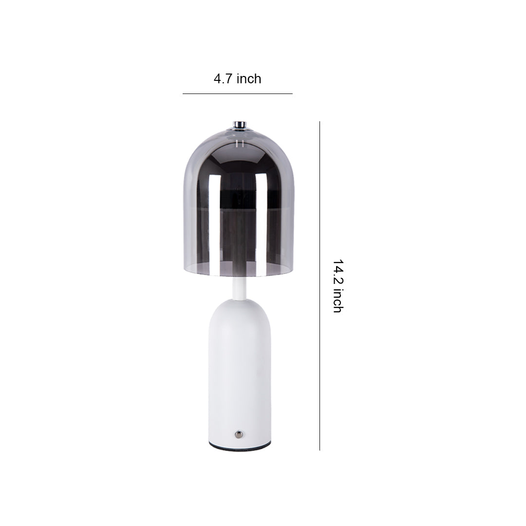 Rechargeable Minimalist Glass Shade Table Lamp Cordless Touch Dimmable Iron Body Black or White