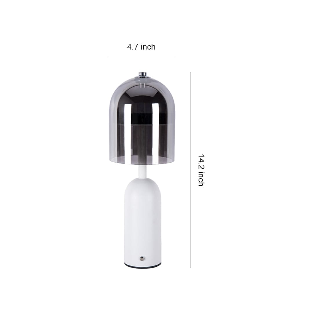 Rechargeable Minimalist Glass Shade Table Lamp Cordless Touch Dimmable Iron Body Black or White | NordaLight