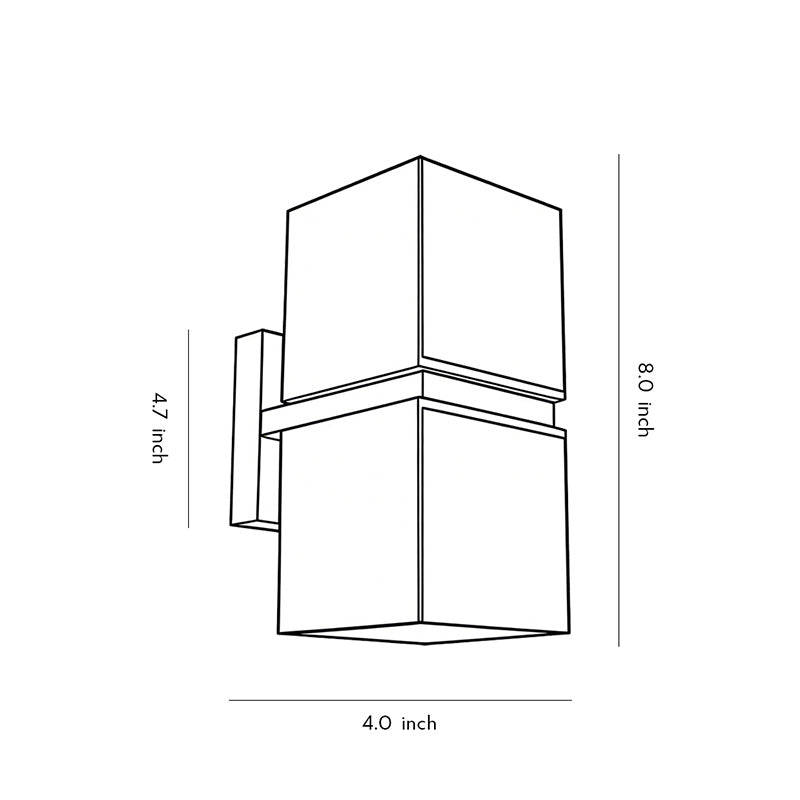 Modern Double Cube Outdoor Wall Sconce Black Acrylic LED 24W IP65 Up Down