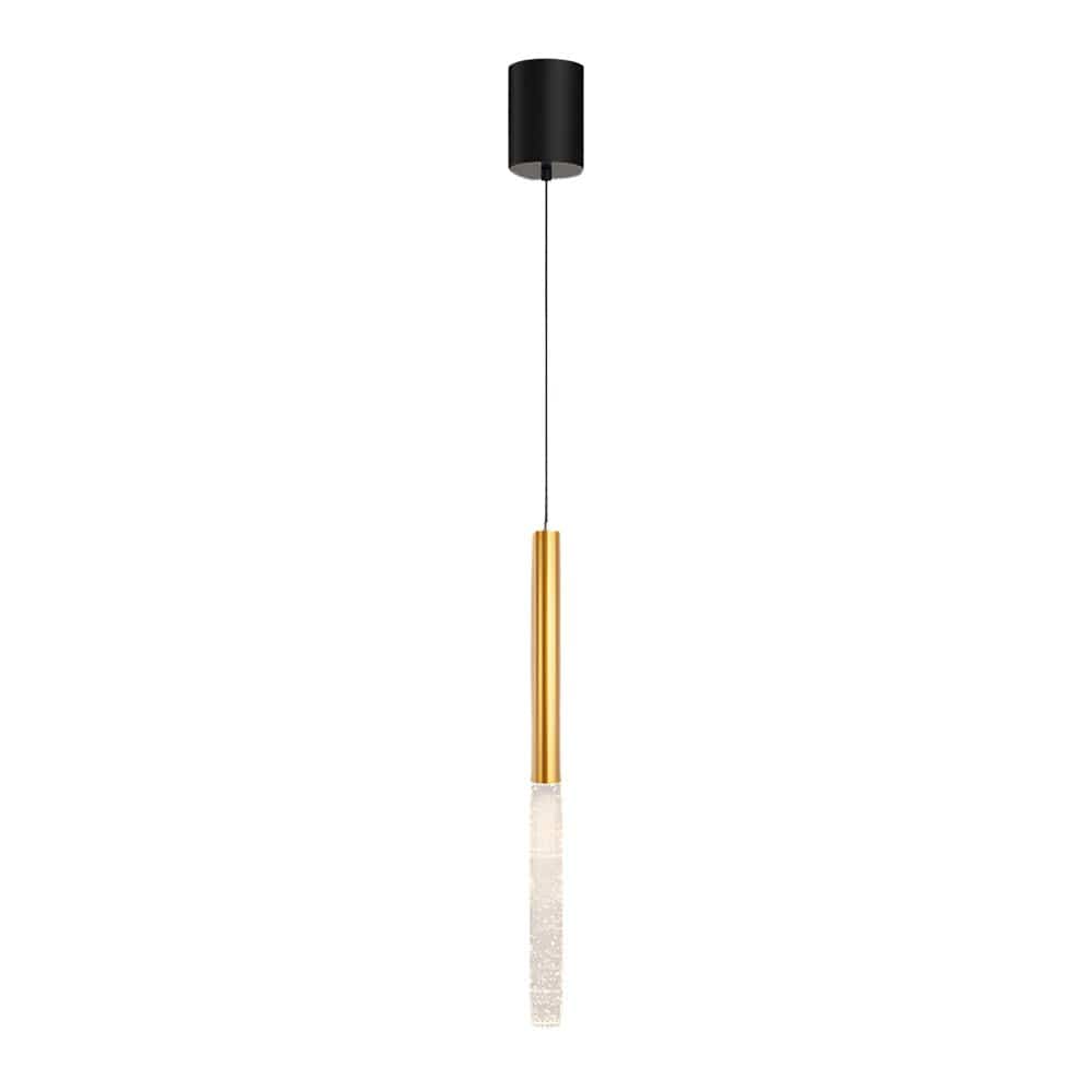 Bubble-Textured Elongated Aluminum Cylinder Pendant Light with 3-Step Colour Temperature in Gold | NordaLight