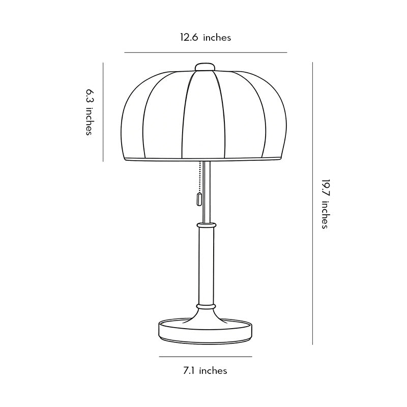 Retro Brass Walnut Dome Fabric Table Lamp Pull Chain E14 Bronze Nickel