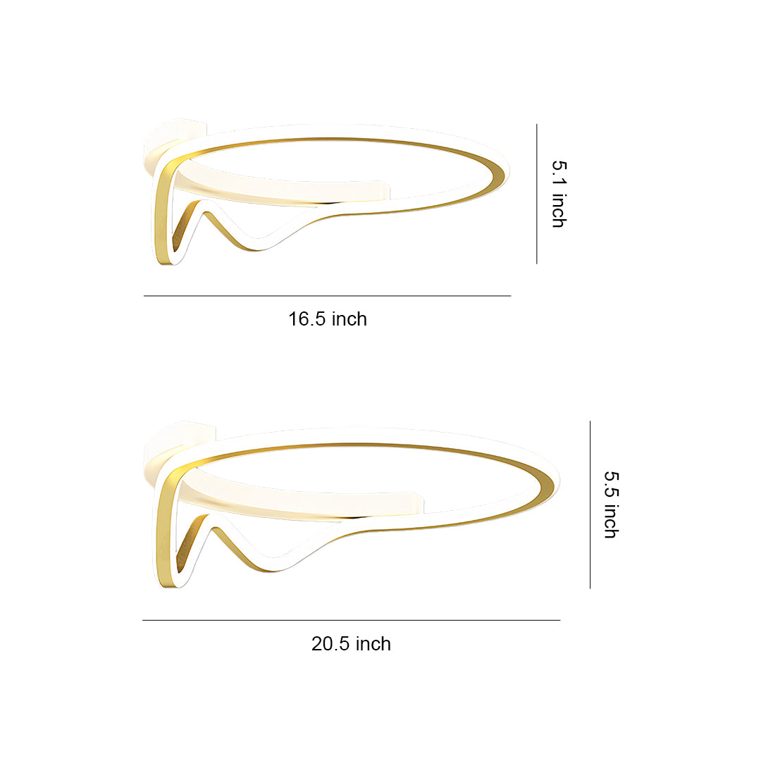 Abstract Loop Geometric Flush Mount Silicone Gold Black White Two Sizes