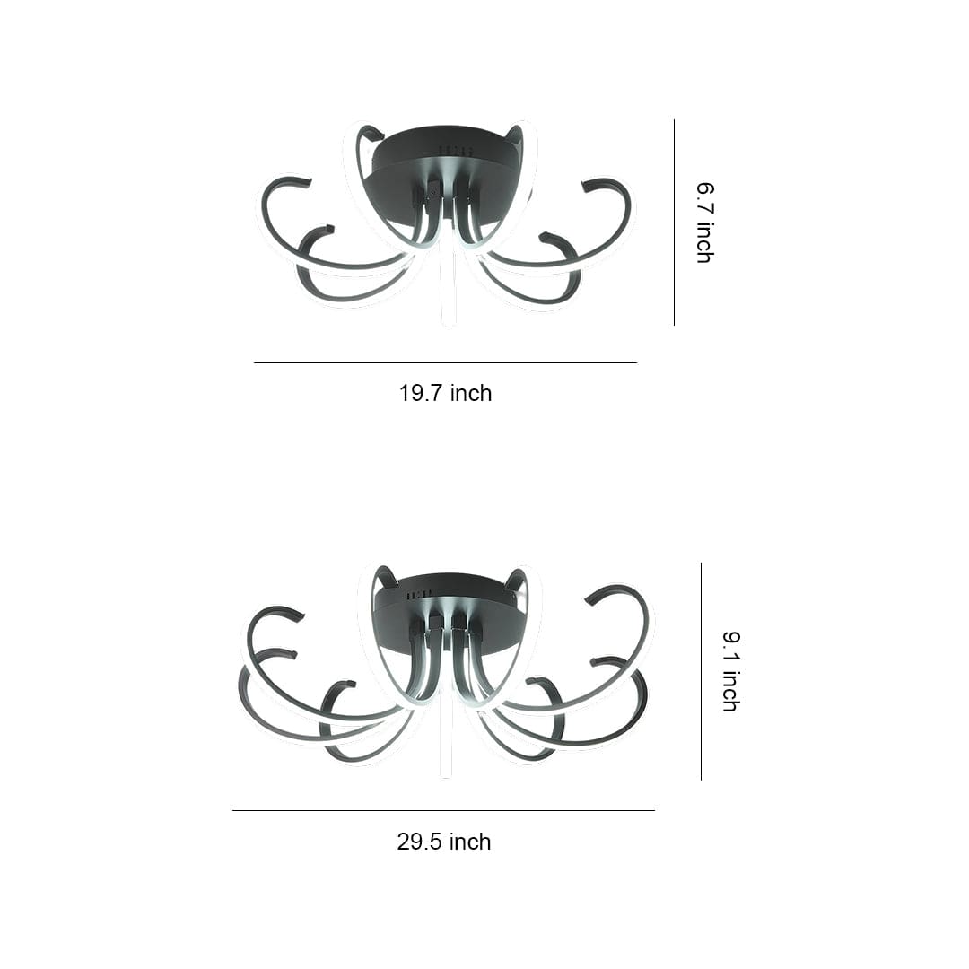 Nordic Starburst Multi-Arm Silicone LED Flush Mount in Black, White, or Chrome with Dimmable Option in Two Sizes | NordaLight