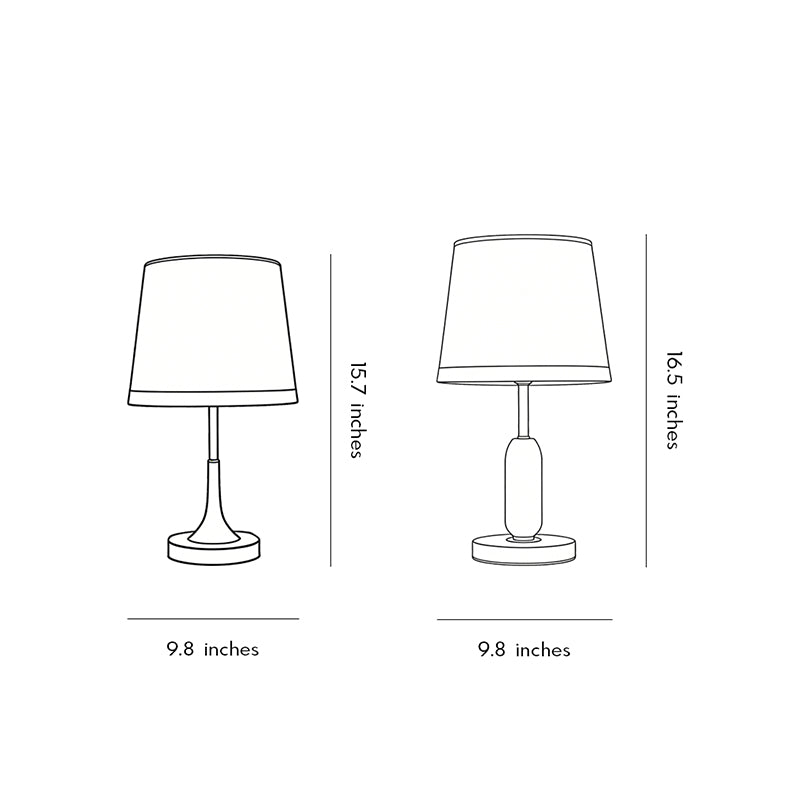Mid-Century Brass Fabric Shade Table Lamp Cylindrical Trumpet E27 Two Colours