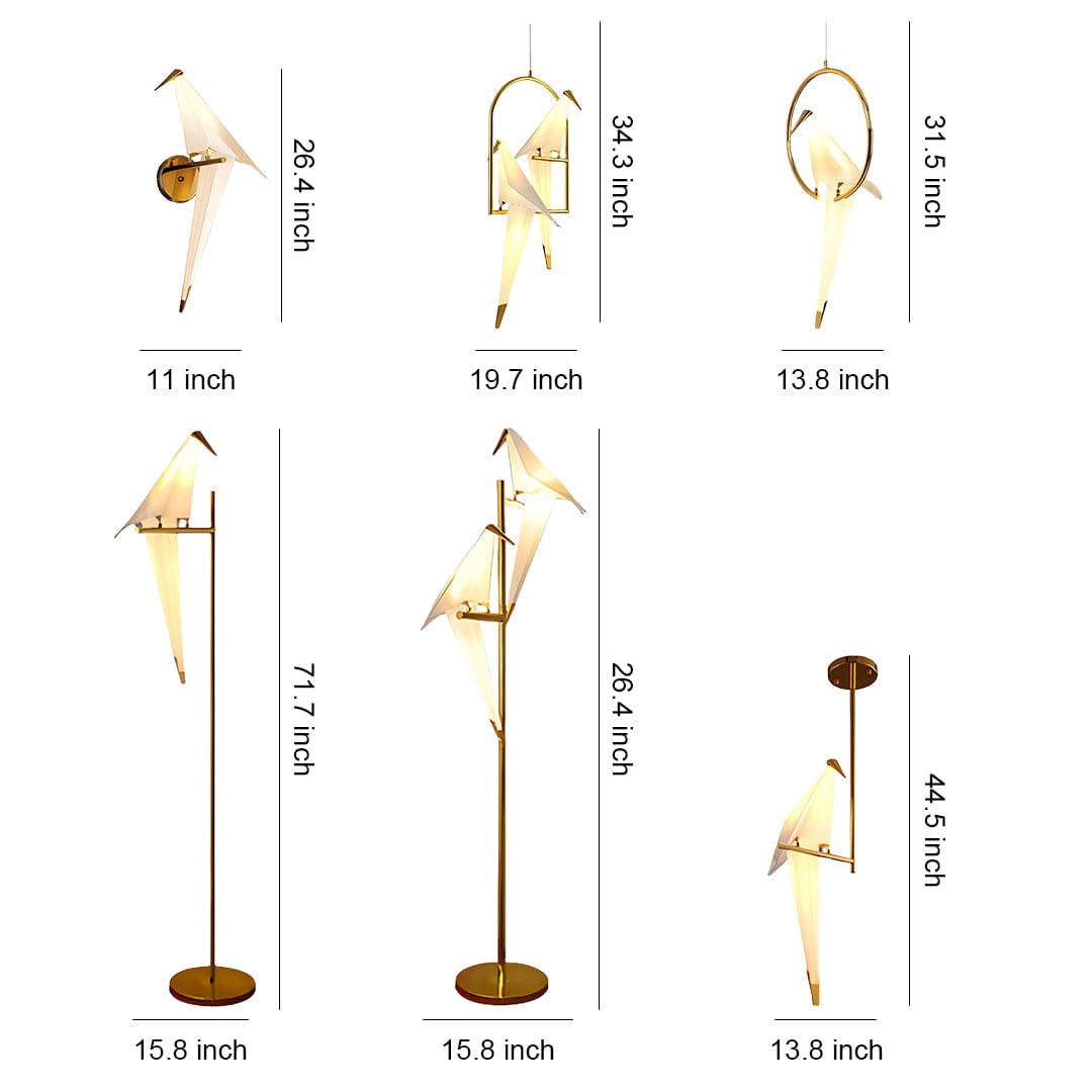 Bird Origami Wall Sconce LED Nordic Crane Gold Accent Warm White 3000K | NordaLight