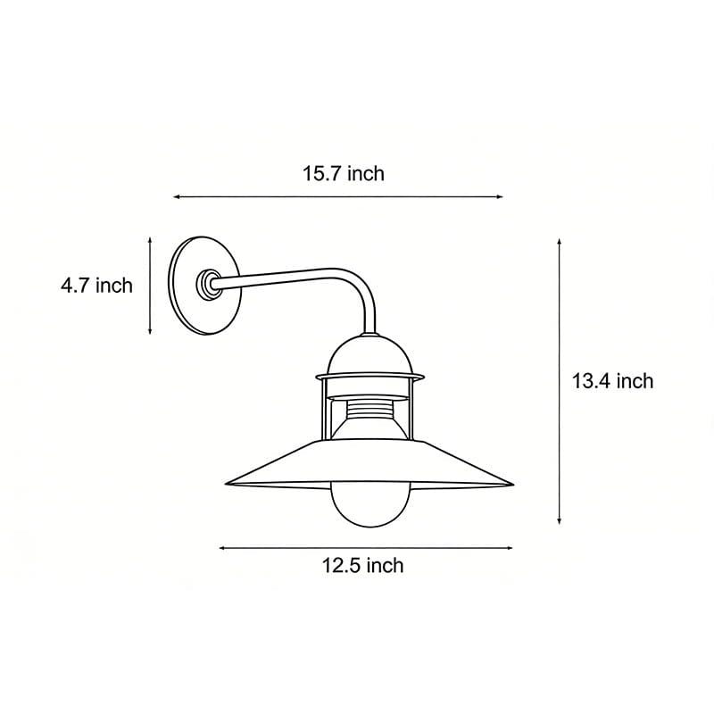 Black Gooseneck Outdoor Wall Light Iron Glass Shade E27 LED IP54 85-265V | NordaLight