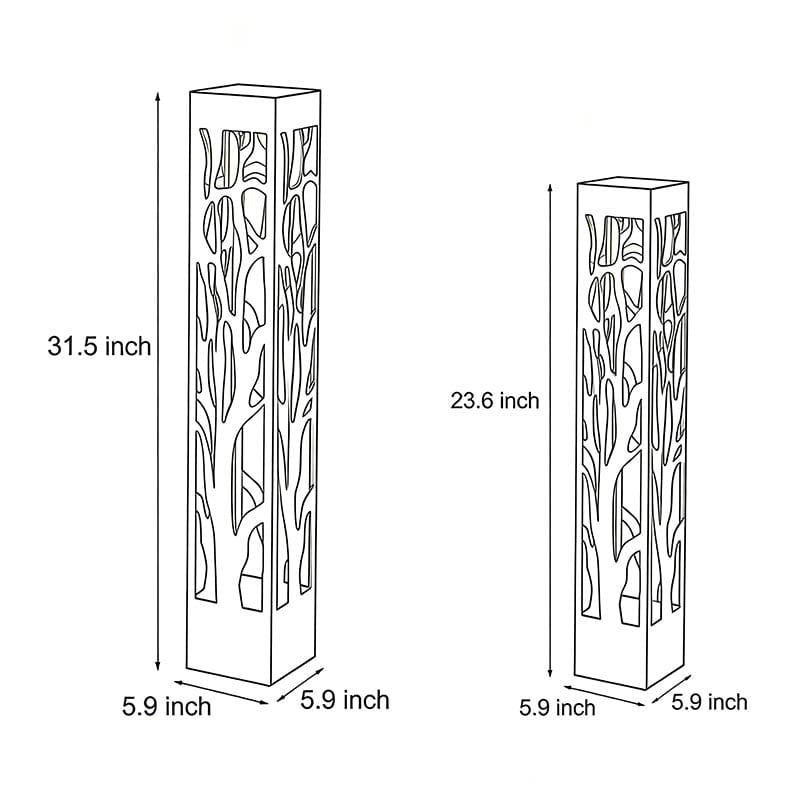 Hollow Branch Cut-Out Stainless Steel Landscape Bollard Solar Hardwired LED Outdoor IP54 2 Heights | NordaLight