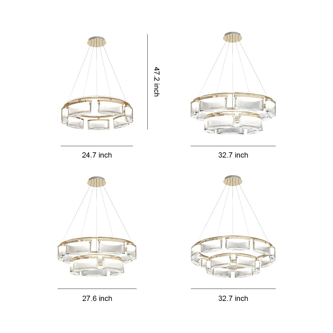 Crystal Chandelier Gold Aluminum Precision-Cut Crystal Matrix Integrated LED 3-Step Dimming Modern Luxury | NordaLight