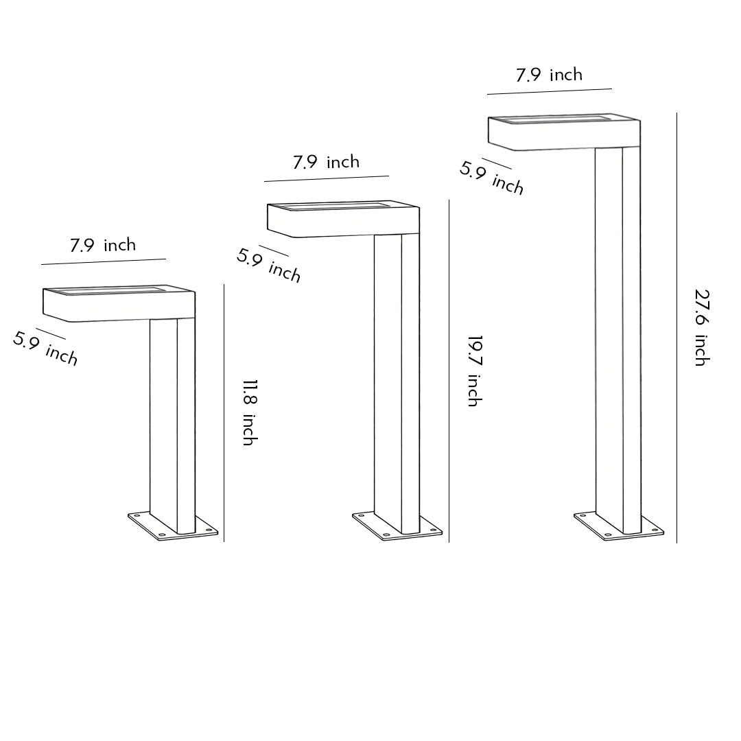 Modern Outdoor LED Path Light L Shaped Aluminum Solar Hardwired Garden Landscape