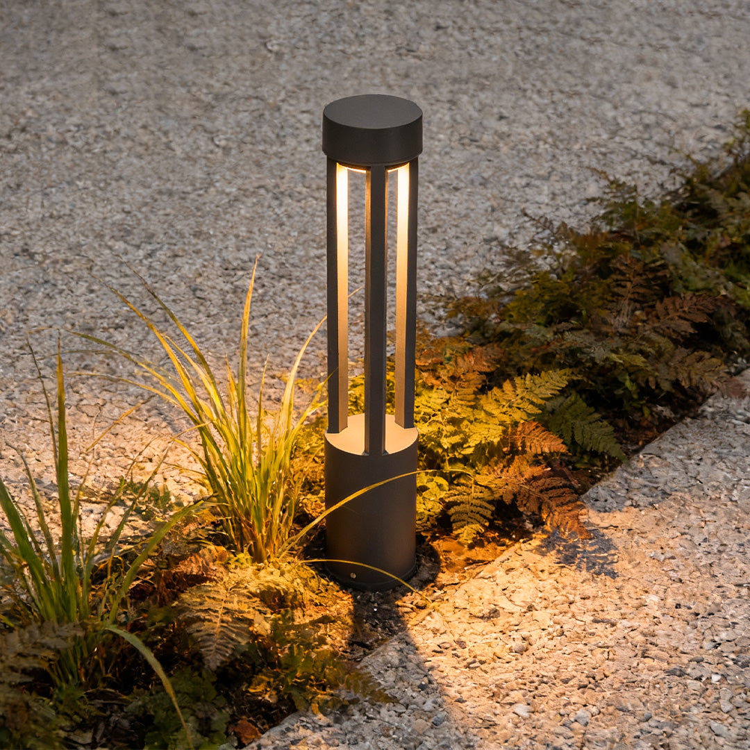 COB LED Bollard Path Light | Tall Black Outdoor Landscape Post Light