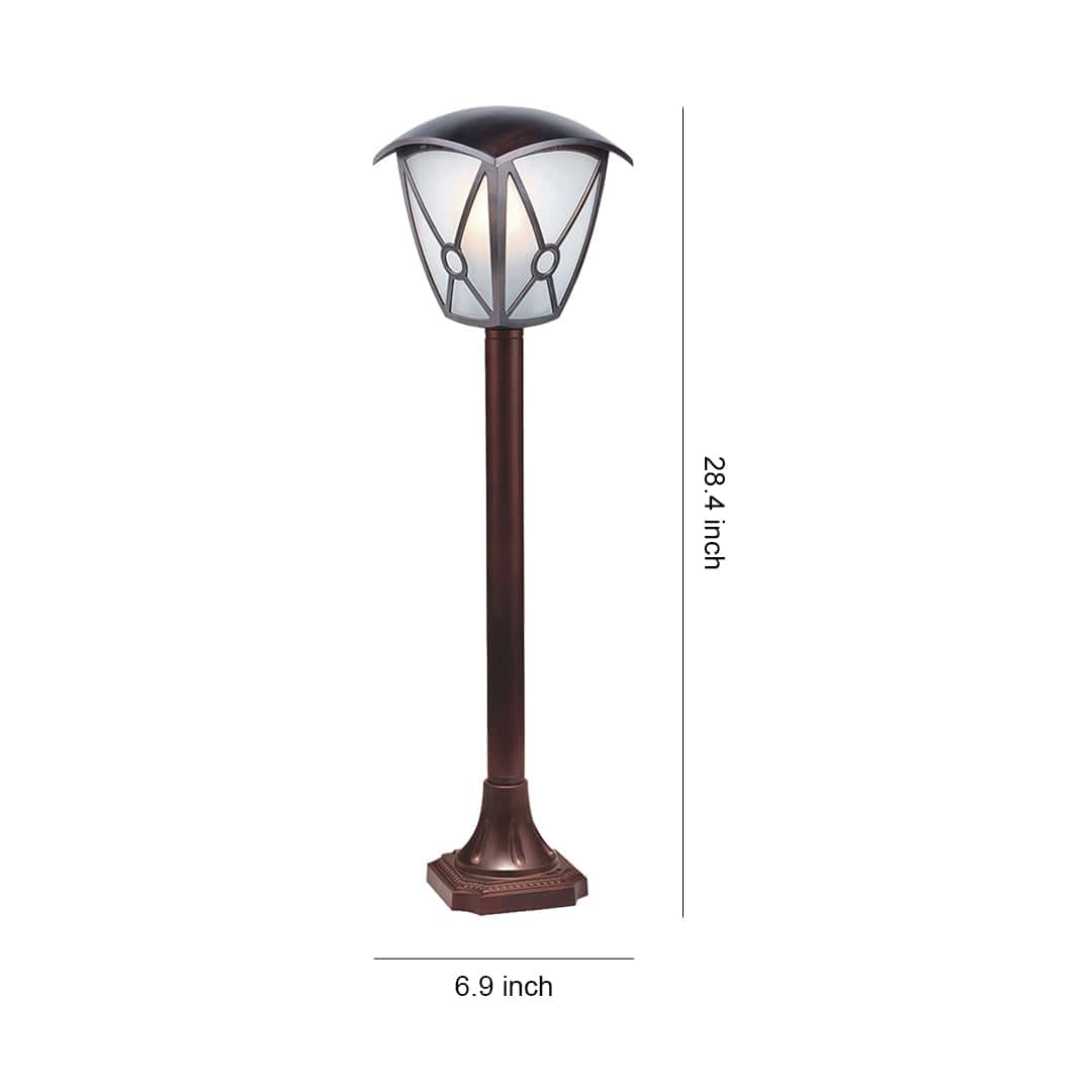 European Style Outdoor LED Post Light Black Aluminum Glass Lantern Garden Fence 28 Inch | NordaLight