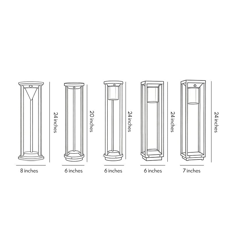 Adjustable Brightness Solar LED Bollard Light Modern Outdoor Pathway Lawn Lighting Waterproof Aluminum PC IP55 | NordaLight