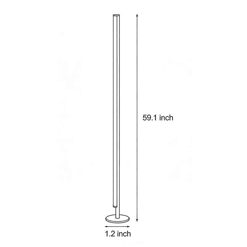 Modern Floor Lamp Slim Column LED 3 Color Temperature Acrylic Aluminum Black White Living Room Bedroom 59 Inch