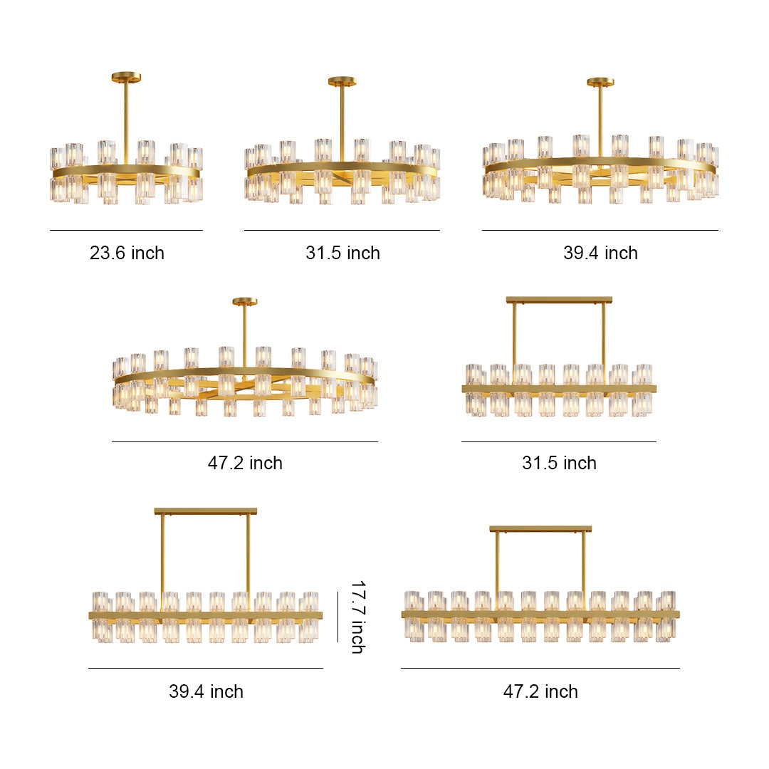 Crystal Chandelier Solid Copper Glass Cylinder Matrix G4 American Style Large-Scale