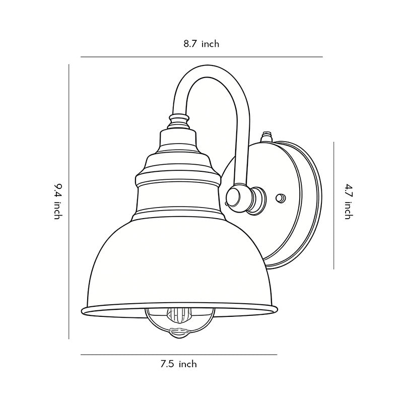 Industrial Matte Black Gooseneck Outdoor Wall Sconce Iron Aluminum Dusk-to-Dawn E27 LED IP65 3000K Porch Garage Garden