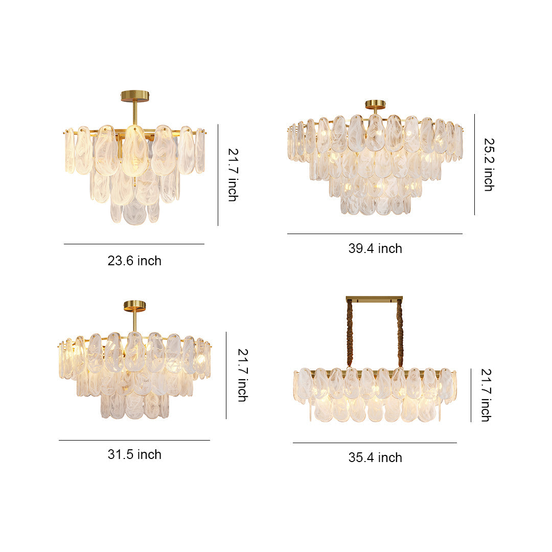 Midcentury Modern Copper Glass Chandelier for Dining Room Luxury Ceiling Lighting