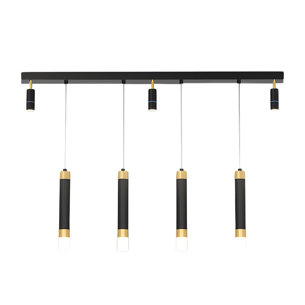 Linear Multi-Spotlight Chandelier in Black and Gold with 3-Step Colour Temperature