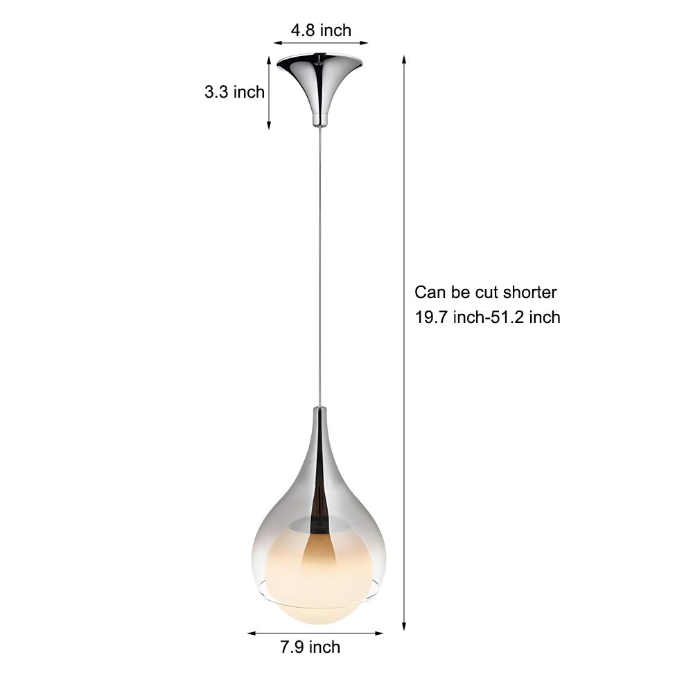 Double-Layer Teardrop Glass Pendant Light with Smoked and White Jade Glass
