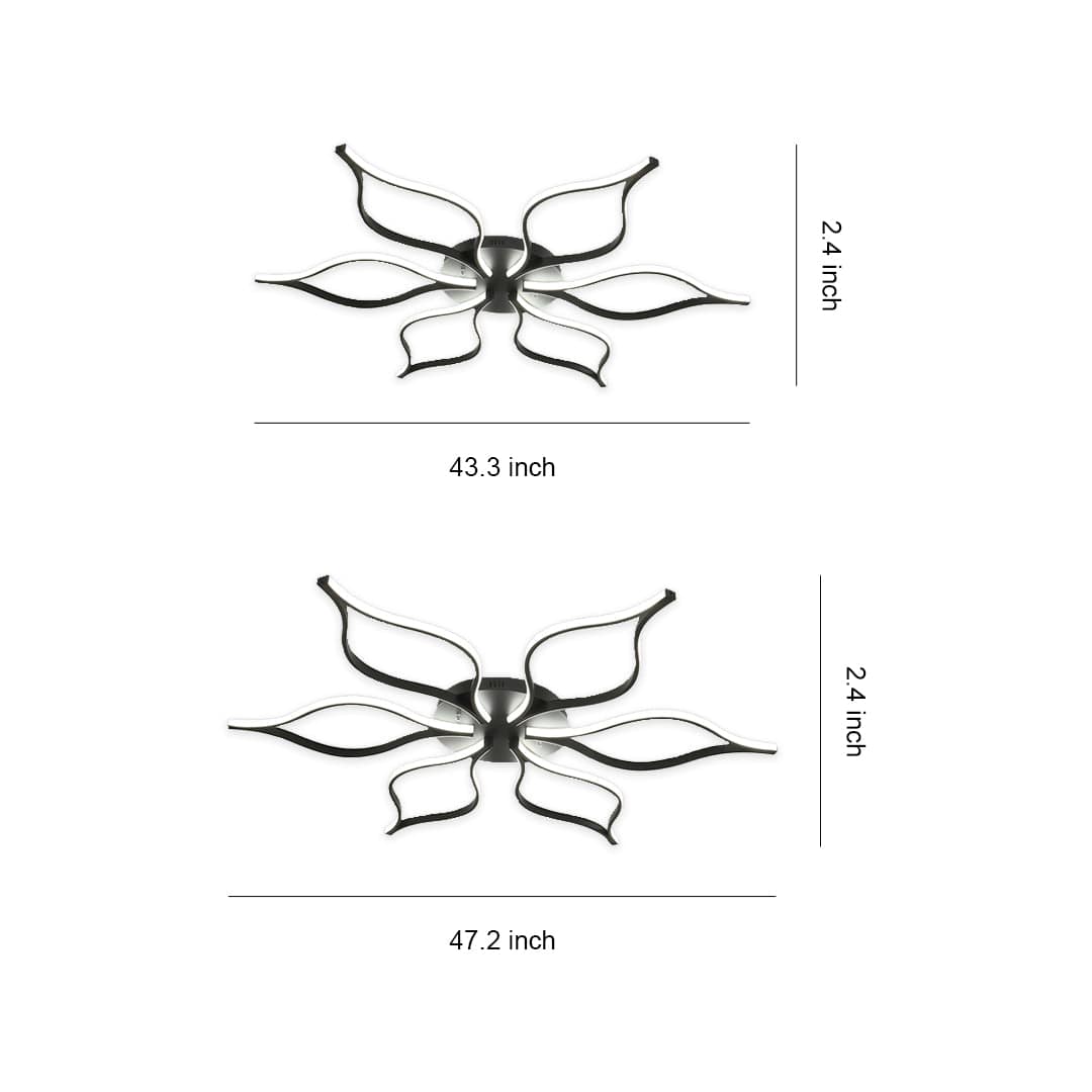 Oversized Black Iron and Silicone Petal-Arm LED Flush Mount with Four Colour Temperature Modes in Two Sizes | NordaLight