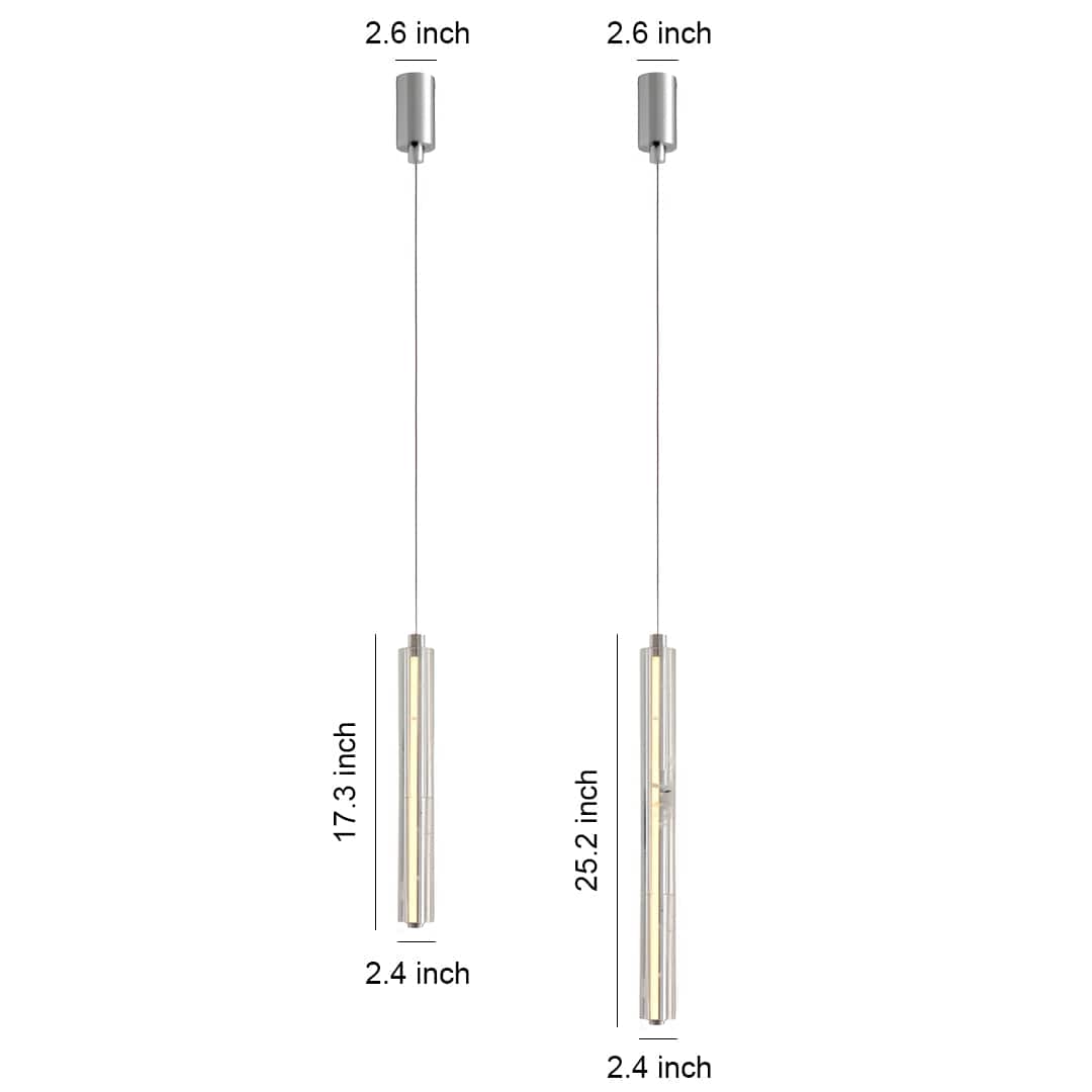 Crystal Ice Column Mini Pendant Chrome Linear LED Warm White 2 Sizes | NordaLight