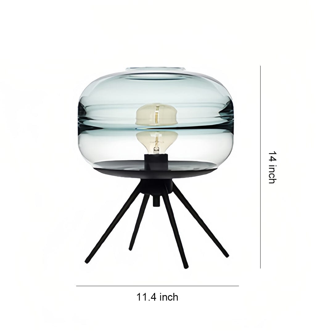 Modern Table Lamp Tinted Glass Dome Shade Iron Four-Leg Base Nordic Accent Sea Blue Smoky Gray Amber 13.78 Inch | NordaLight