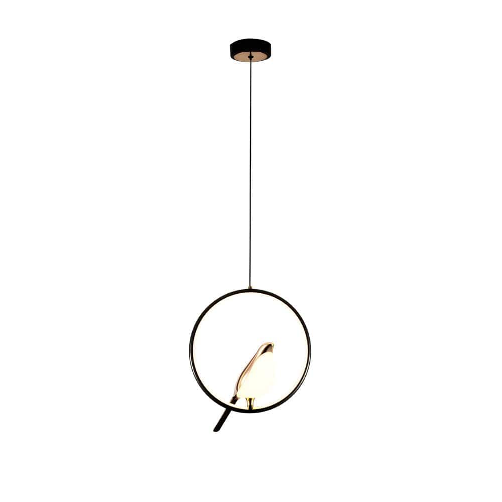 Sculptural Magpie Bird Ring Pendant Light in Aluminum and Silicone with Remote Dimming Option | NordaLight