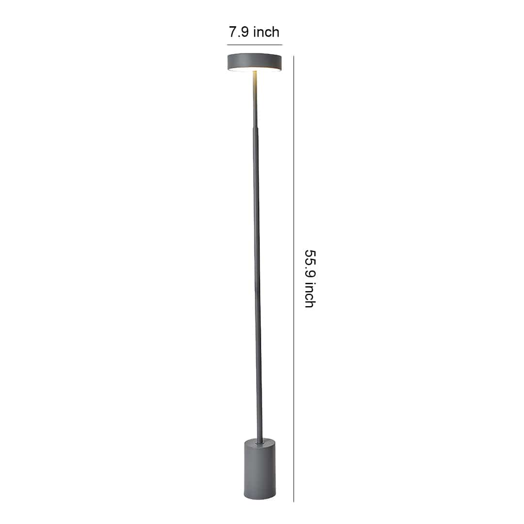 Modern Floor Lamp LED Dimmable Frosted Acrylic Shade Iron Pole Remote Control Stepless Dimming Nordic Black Gray White 56 Inch | NordaLight