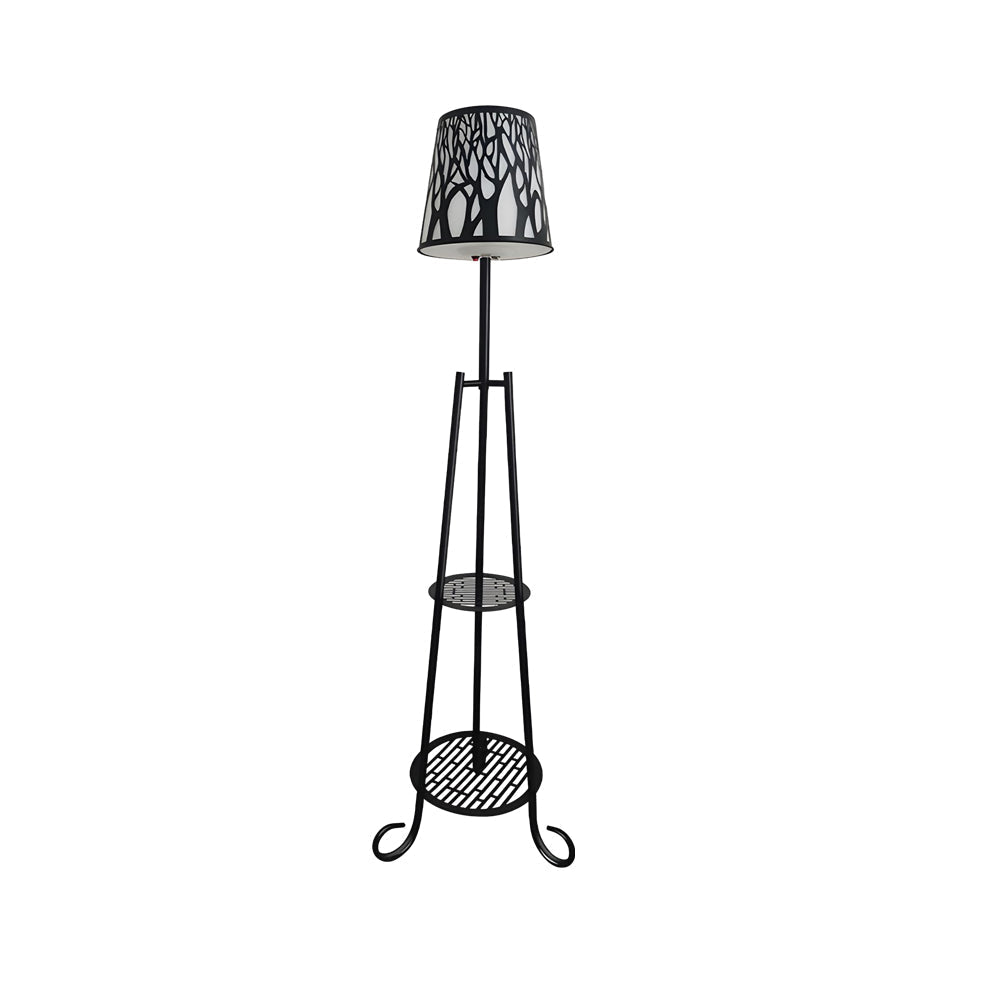 Tripod Metal Shelf Outdoor Floor Lamp Solar USB IP65 3-Step CCT PC Drum Shade