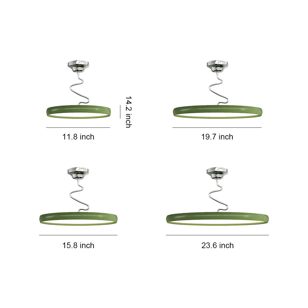 Twisted Rim Full-Spectrum LED Semi-Flush Ceiling Light — White / Green / Chrome