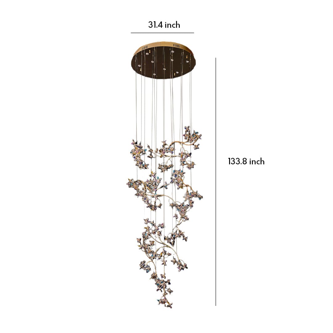 Crystal Ring Staircase Chandelier Colorful LED Chrome 90W 3000K 4000K 6000K | NordaLight