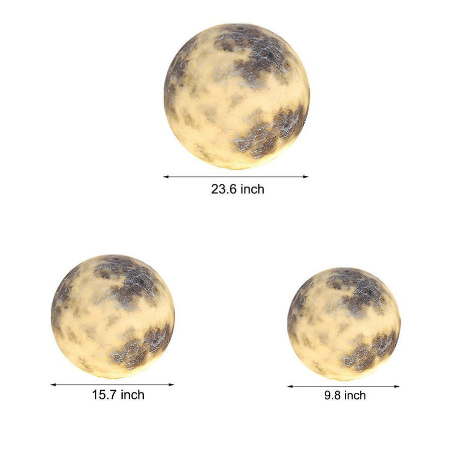 Hardwired LED Outdoor Moon Sphere Lawn Light 3D Lunar Texture PE Plastic IP65 3000K Warm White Garden Courtyard Terrace