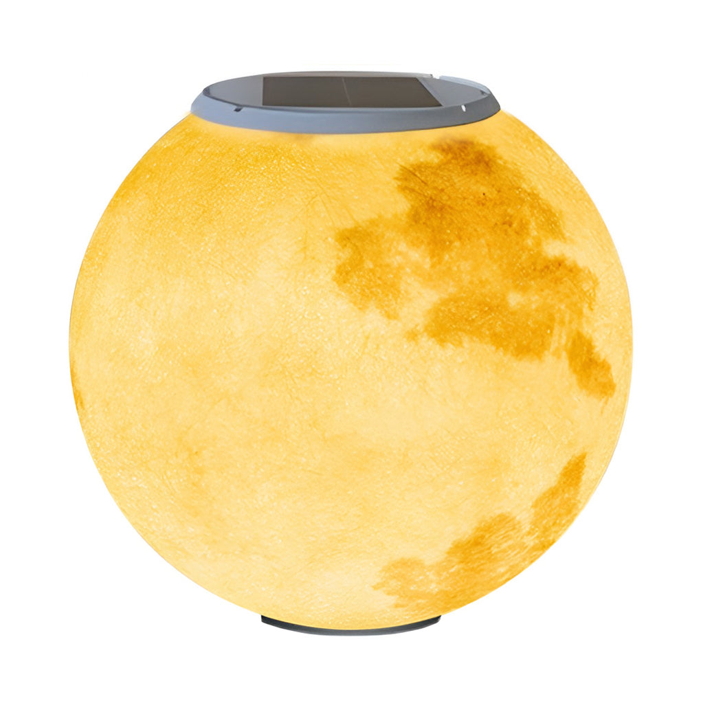Moon Shaped Resin Outdoor Pillar Light Solar or Hardwired IP65 3D Lunar Surface 3 Sizes Garden Lawn