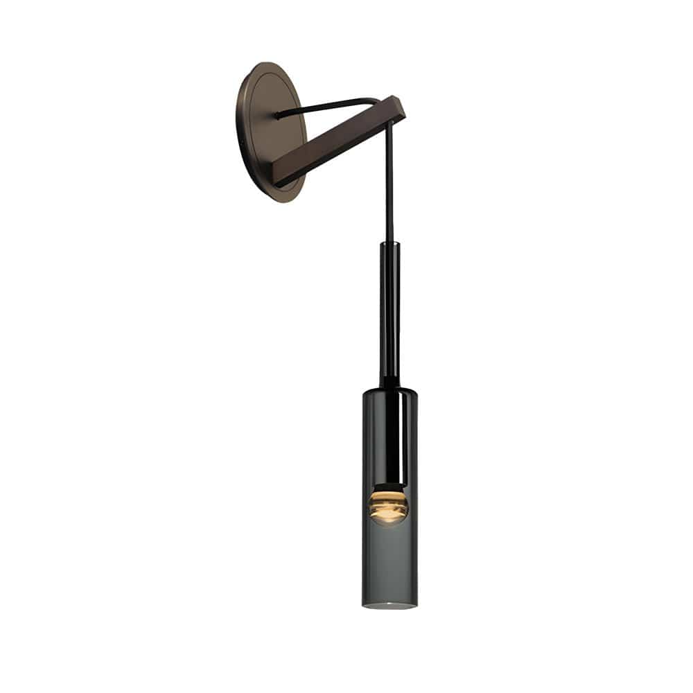 Nordic Copper Wall Sconce Smoked Glass Cylinder Hanging Cord LED E14 Bedroom Hallway | NordaLight