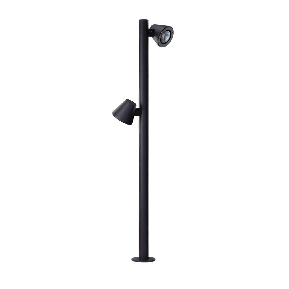 Modern Cylindrical LED Pathway Light Waterproof Outdoor Bollard Landscape Lighting Black Aluminum Glass IP65 7W | NordaLight