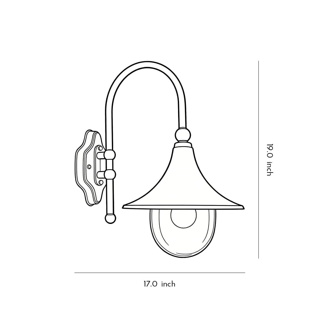 Retro Black Outdoor Wall Sconce Trumpet Bell Shade Gooseneck Arm LED 12W | NordaLight