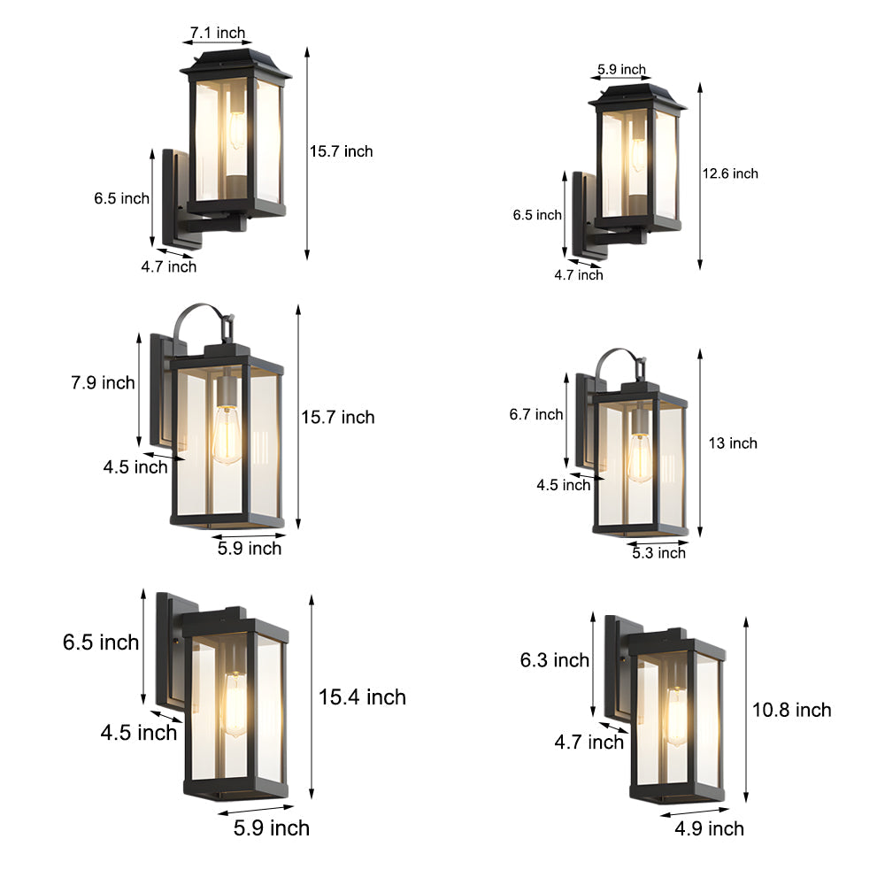 Square American Minimalist Outdoor Wall Sconce IP65 Solar/Hardwired E27