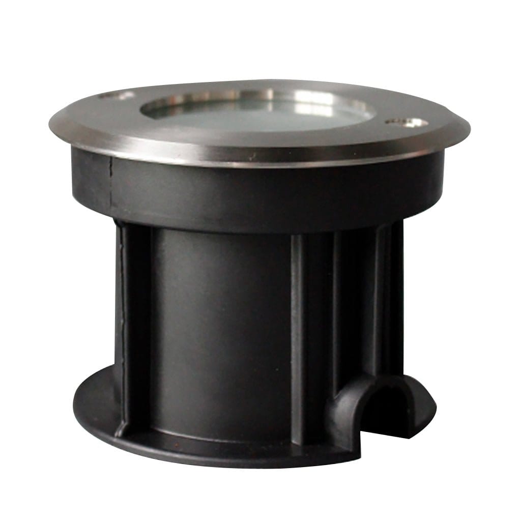 Hardwired LED Recessed In-Ground Well Light Chrome Stainless Steel Frosted Glass 3W or 5W IP65 3000K Deck Poolside Garden | NordaLight